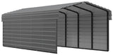 Arrow Carports Galvanized Steel Carport, with 2-Sided Enclosure, Compact Car Metal Carport Kit, 10' x 24' x 7', Charcoal Arrow Shed