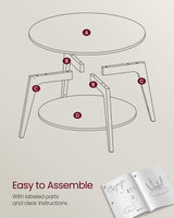 VASAGLE Round Coffee Table, 2 Tier Coffee Table with Storage, for Living Room, 31.5 x 17.7 Inches, Easy to Assemble, Heather Greige ULCT243K02 VASAGLE