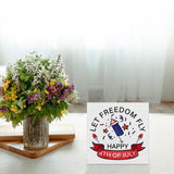 Patriotic Sign Independence Day Decoration Happy 4th of July Decor Wooden Box Sign Desk Decoration Square Wood Sign Wood Block Plaque Box Sign for Shelf Home 5 x 5 Inches YXSEZ