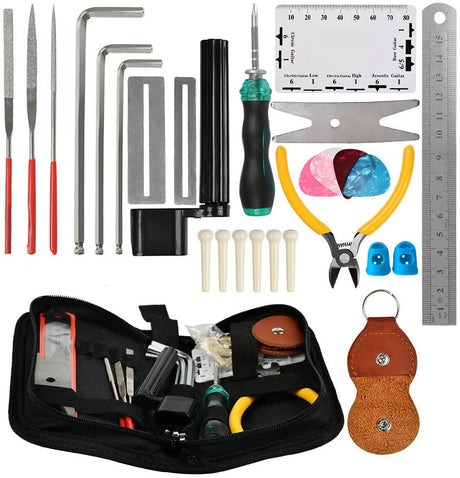 Guitar Tool Kits, 28Pcs Repair Setup Maintenance Adjustments with Carry Bag DIY for Electric Guitar, Ukulele, Bass Banjo & Other Stringed Instruments Beginner Professionals Luthier Easy Use Ahathyw