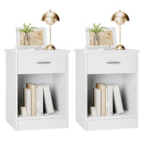 FOTOSOK Nightstand, Set of 2, 2-Tier Side Table with Drawer and Storage Shelf, Bedside Table End Table, Modern Night Stand for Bedroom, Home Office,White FOTOSOK