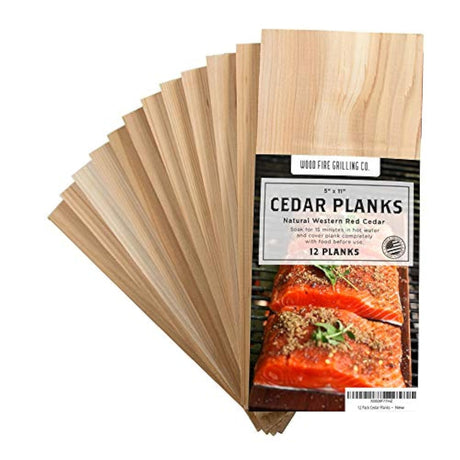 12 Pack Cedar Planks for Grilling Salmon and More - Sourced and Made in the USA Wildwood Grilling