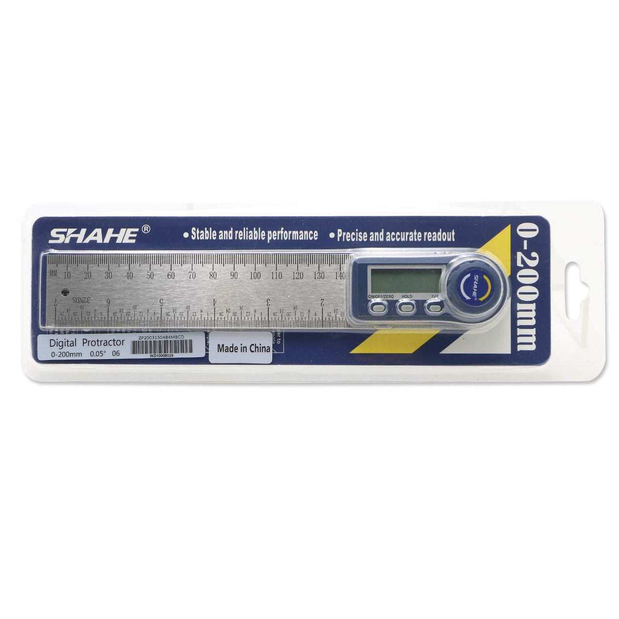 Digital Angle Finder,2 in 1 Digital Protractor, 7 inch / 200mm Stainless Steel Digital Angle Ruler with Zeroing and Locking Function SHAHE