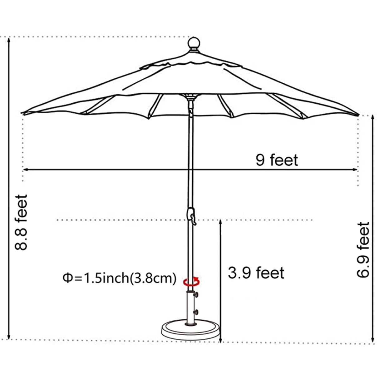 EliteShade USA 10-Year-Non-Fading 9Ft Market Umbrella Patio Umbrella Outdoor Table Umbrella with Ventilation, Navy Blue EliteShade