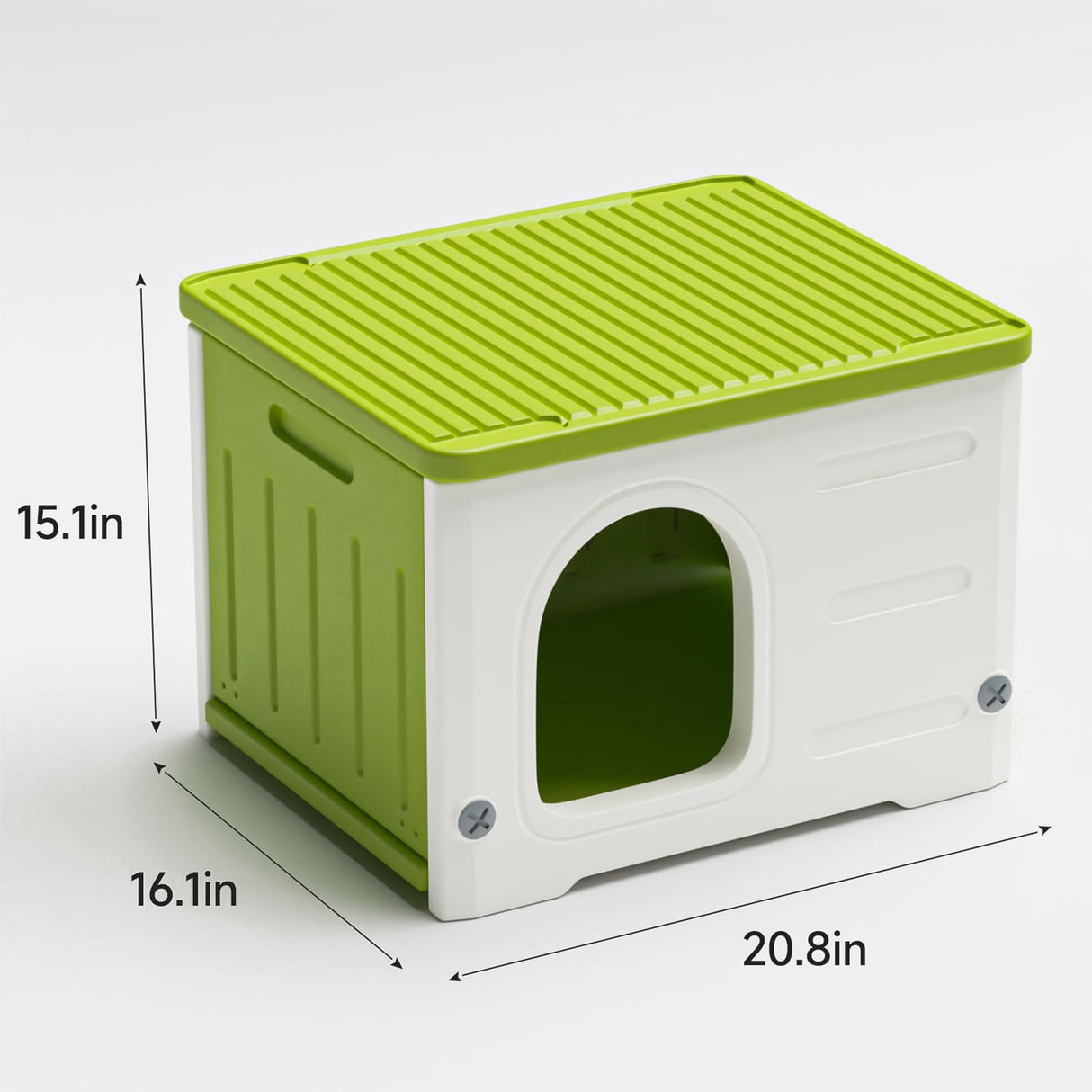 Plastic Cat House for Outdoor Indoor Use, Stackable Feral Cat Shelter Indoor Cat House Insulated Weatherproof Waterproof Elevated with Cat Scratching Board & Cushion (Green) TSEHOOHOO