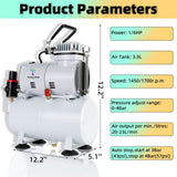 T TOGUSH Airbrush Kit with Air Compressor, 15 Color Airbush Paint, Gravity Airbrush And Siphon Airbrush, 1/6 HP Quiet Air Compressor with 3L Tank, Airbrush for Model Hobby Craft DIY Painting T TOGUSH