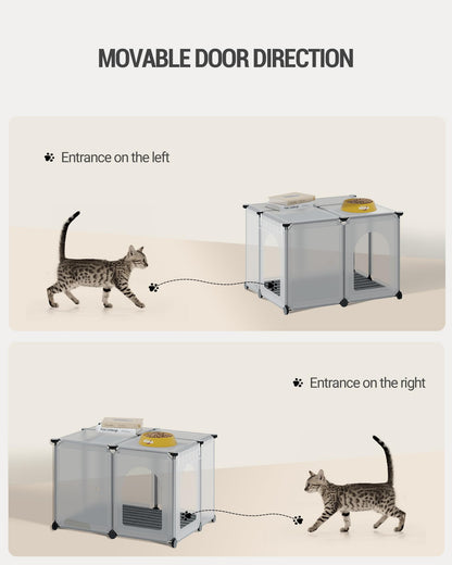 Hzuaneri Cat Litter Box Enclosure with Hooks, Plastic Covered Little Box with Mat, Splash Proof Litter Box Furniture, 23.7 x 18.5 x 16.1 inches, End Table for Living Room, Pure White CB81899L - WoodArtSupply