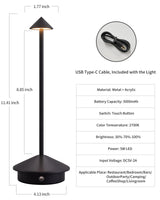 NEWSEE Modern Cordless Table Lamp Set of 2, Portable LED Desk Lamps, 5000mAh Rechargeable Battery Operated Lighting for Bedroom Dining Room Restaurant Coffee Shop Camping Night Light (Black) NEWSEE