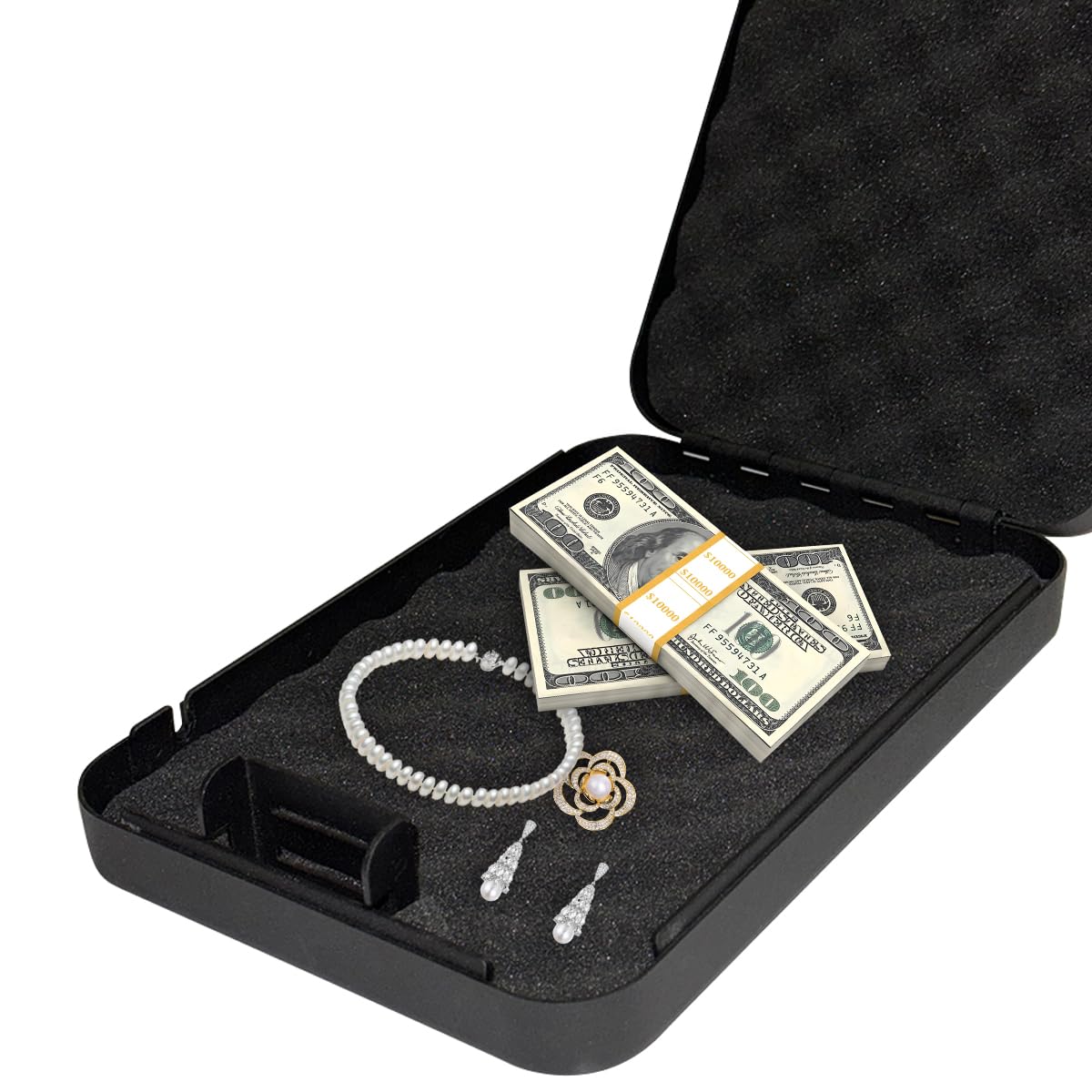 Pistol, portable travel firearm safe, pistol lockbox, car firearm safe with key lock, black Generic