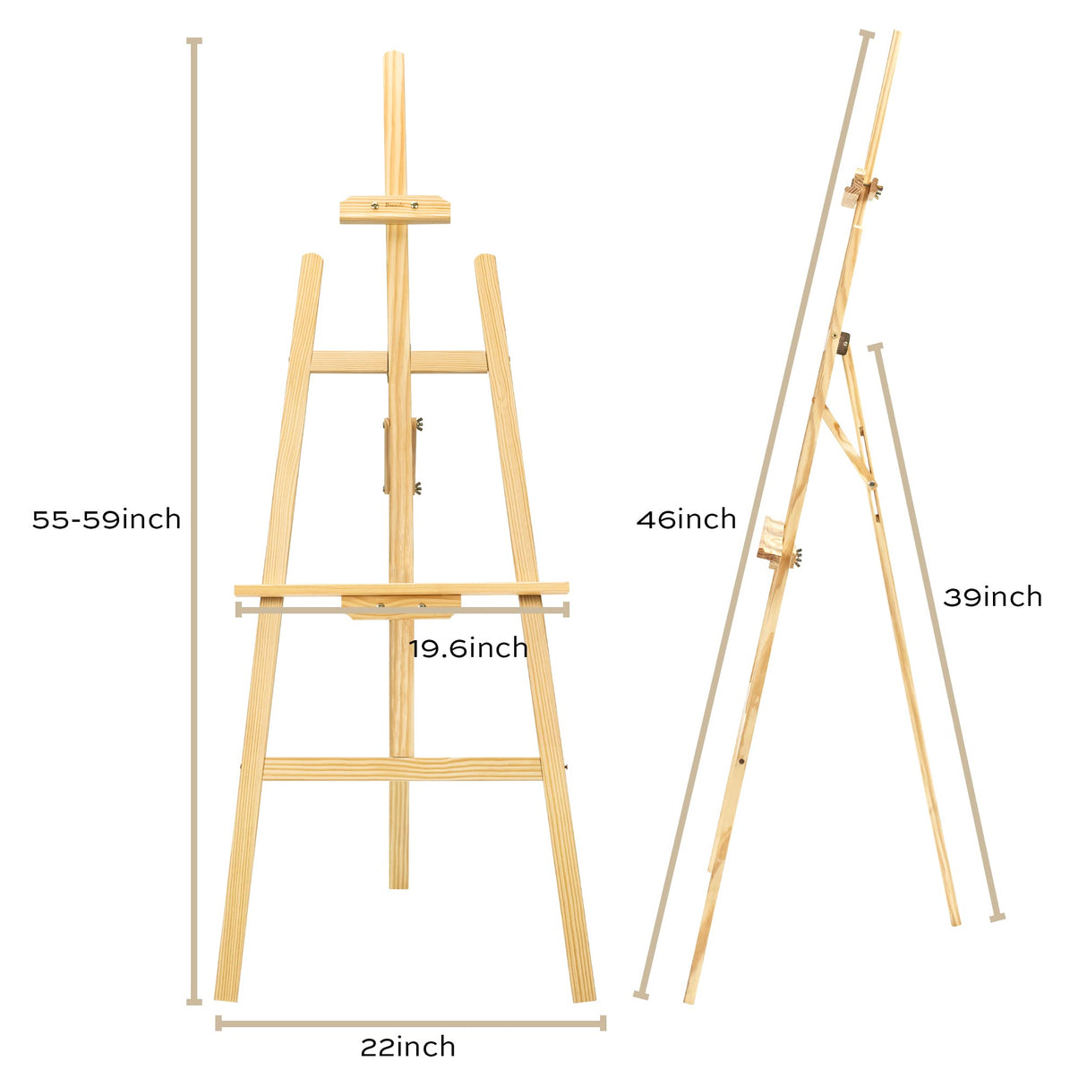Finenolo Wooden Painting Easel, Adjustable Stand Easel for Canvas Wedding Signs, Holds up to 48", Art Easel for Adults Artist Beginners Students finenolo