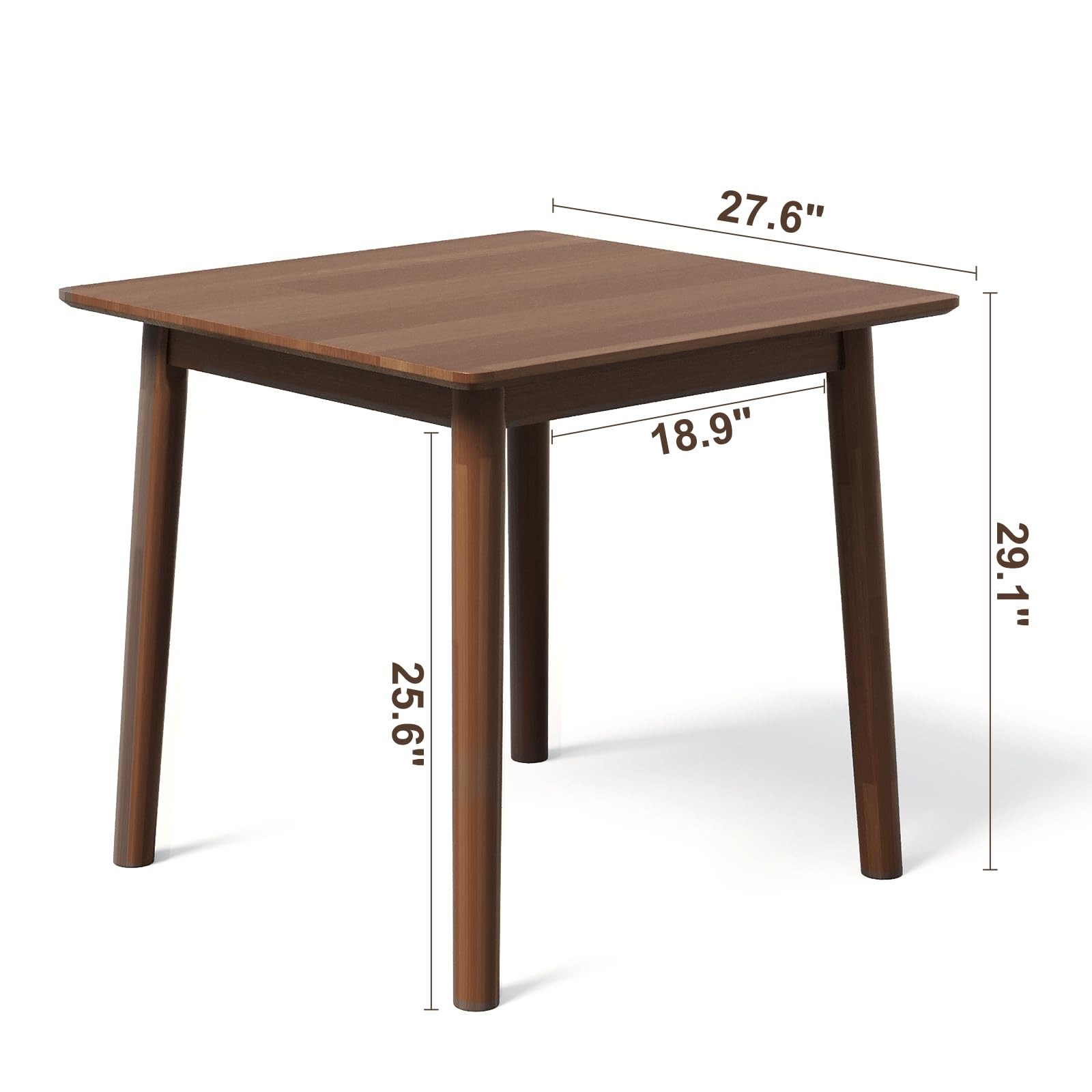 Recximi 28"" Small Wooden Dining Table for 2 to 4, Minimalist Solid Square Desk with Round Corner for Living Room, Mid Century Modern Farmhouse Table for Kitchen - WoodArtSupply