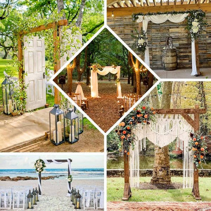 TABLECLOTHSFACTORY 7FT Rustic Square Wedding Arch Wooden Backdrop Stand, Wedding Ceremony Arch - Brown