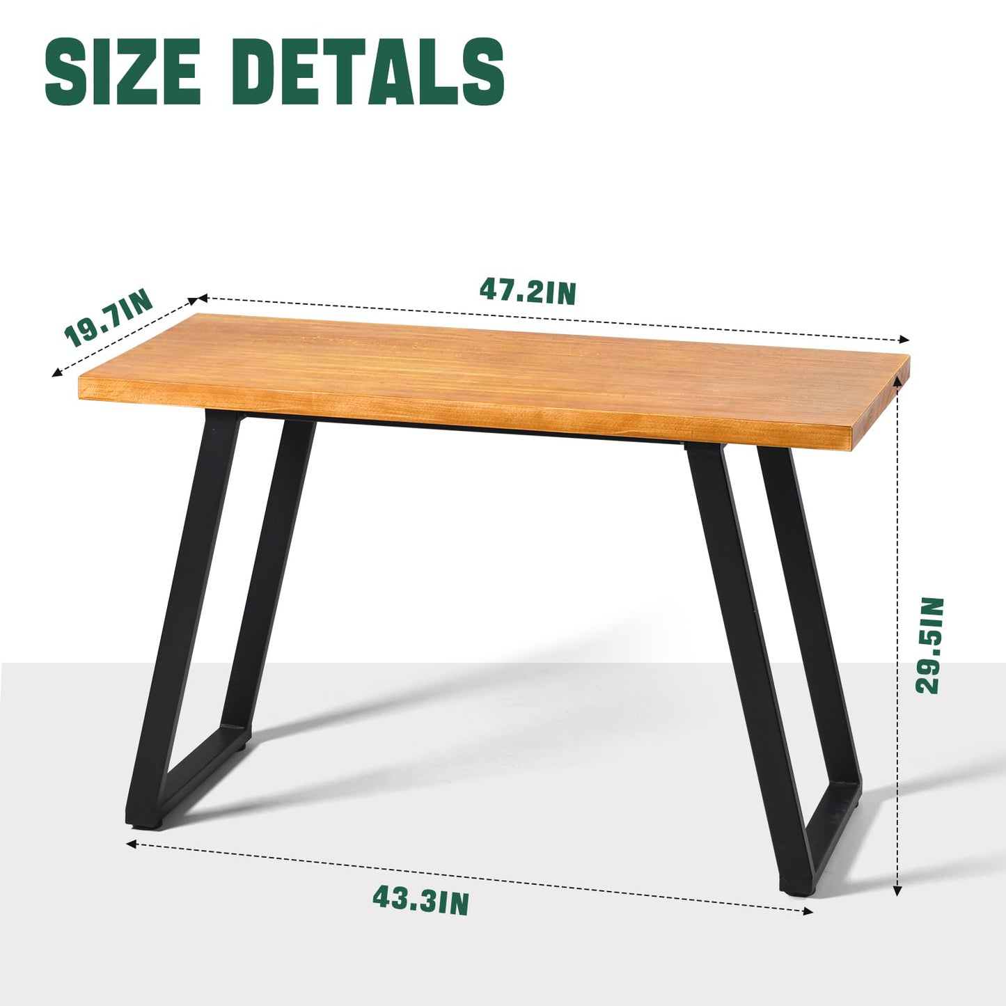 BOKKOLIK Farmhouse Rectangular Bar Table 29.5inch Height Vintage Computer Desk for Office Industrial Drafting Table for Studying Narrow Display Stand in Hallway