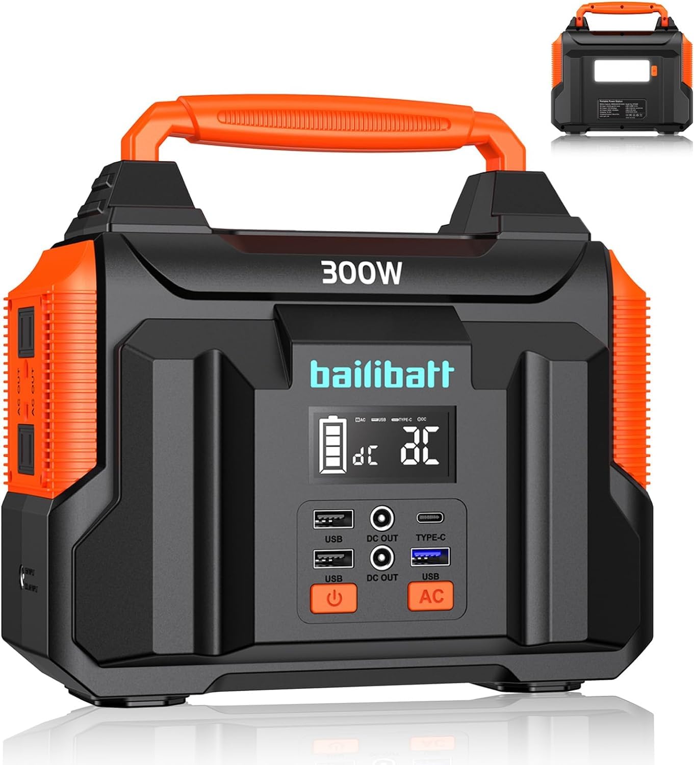 Portable Power Station 300W 257wh Lithium Battery Bailibatt Small Portable Generator for Home Use Camping Travel Emergency Hunting Outdoor, Large Power Bank with AC Outlet for Laptop - WoodArtSupply