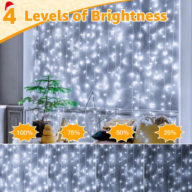 Ollny Christmas Lights Outdoor 800LED 262FT, Cool White Plug in Fairy Lights with Remote, 8 Modes Waterproof Timers Dimmable LED String Lights for Indoor House Outside Bedroom Patio Balcony Ollny