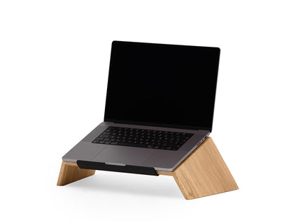 Oakywood Wooden Slanted Laptop Stand for Desk – Convenient Laptop Riser & Holder for Desk – Ergonomic Laptop Desk Stand Wood – 45x22x14cm – for 13-14" Laptops Oak - WoodArtSupply