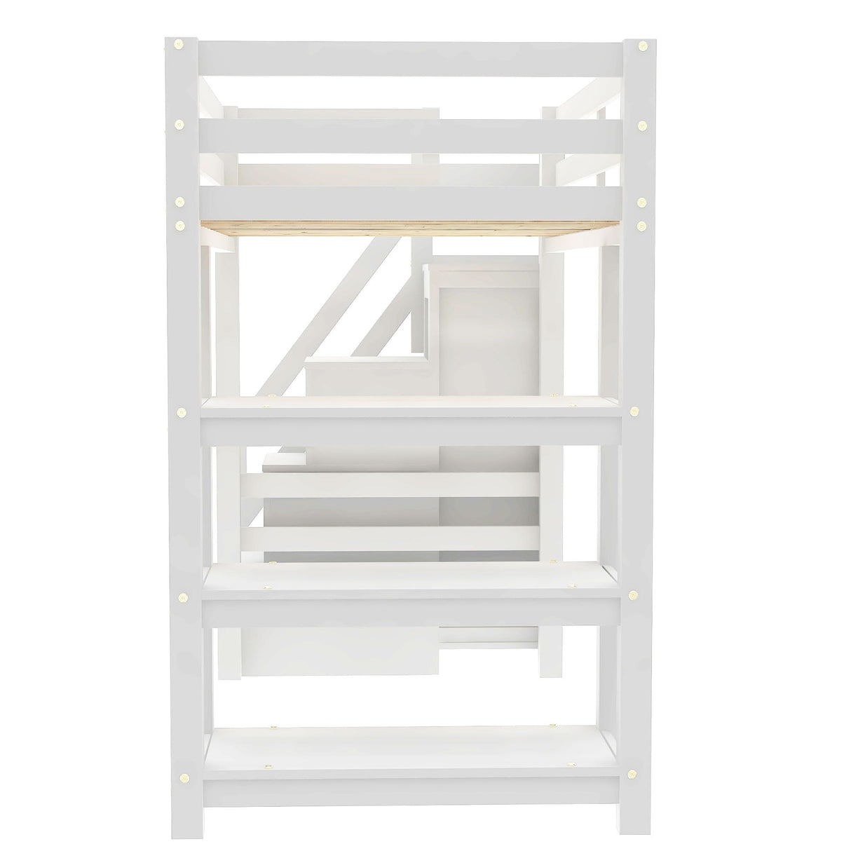 Harper & Bright Designs Twin Size Loft Bed with Stairs and LED Lights, Wood Twin Loft Bed with Storage Shelves and Wardrobe, Loft Bed Frame with Guardrails for Kids Girls Boys, White Harper & Bright Designs