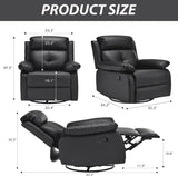 FONTOI Swivel Rocker Recliner with 360 Degree Swivel, Small Recliners with 30 Degree, 90-150 Degree Angle, Faux Leather Lift Chair for Home Theater Seating, Adults, Living Room, Bedroom, Black FONTOI