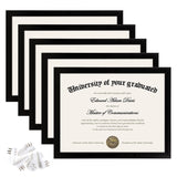 upsimples 8.5x11 Picture Frame Certificate Document Frame with High Definition Glass,5 Pack Diploma Frames for Wall and Tabletop,Black upsimples