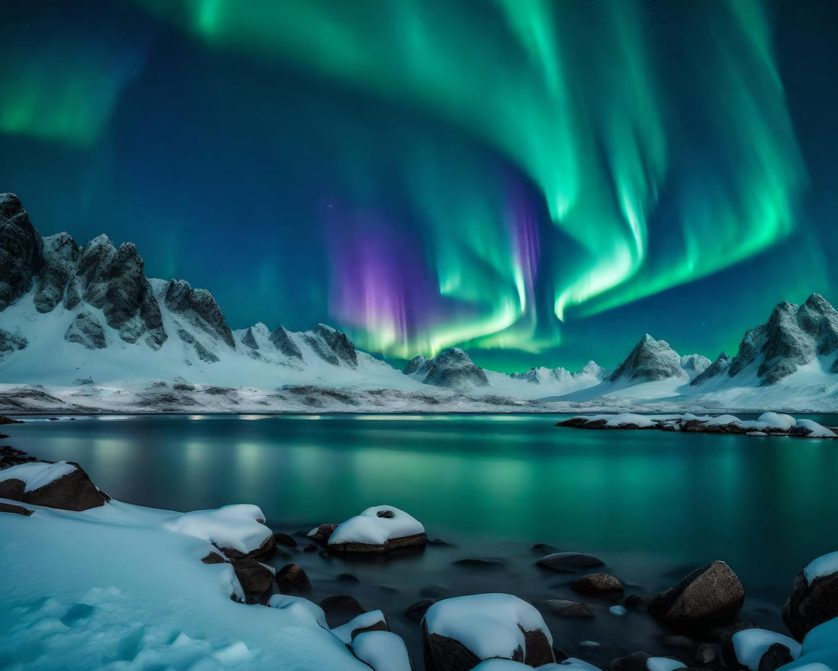 Rebotipy Aurora Paint by Numbers for Adults Polar Lights Paint by Number on Canvas Without Frame,DIY Snow on Mountain in Winter Oil Painting for Home Wall Decor(16x20inch) Rebotipy