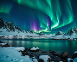 Rebotipy Aurora Paint by Numbers for Adults Polar Lights Paint by Number on Canvas Without Frame,DIY Snow on Mountain in Winter Oil Painting for Home Wall Decor(16x20inch) Rebotipy