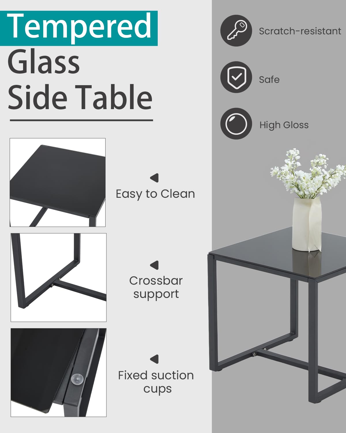 Bezseller 3 Piece Outdoor Patio Furniture Set, Patio Bistro Set Wicker Conversation Set, Modern Rattan Chair with Glass Coffee Table for Backyard, Porches, Poolside, Lawn and Balcony Bezseller