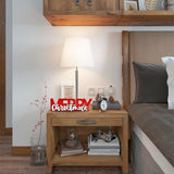 GHOSTMAGIC Merry Christmas Sign, Wooden Christmas Decoration Signs, Merry Christmas Wood Cutout, Free Standing Christmas Centerpiece, Xmas Party Decor for Table Tiered Tray Mantel (red) GHOSTMAGIC