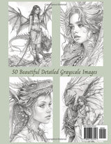 Fairies and Dragons Fantasy Grayscale Coloring Book For Adults And Teens: For Adult Relaxation and Stress Relief, Stimulate Mindfulness, Boost ... Dragons, and Other Imaginary Beasts) WoodArtSupply