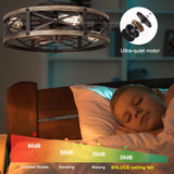 SHLUCE Farmhouse Flush Mount Caged Ceiling Fans with Lights, 6 Speeds, Rustic Low Profile Ceiling Fan with Light and Remote, Small Bladeless Ceiling Fans with Lights for Kitchen, Bedroom SHLUCE