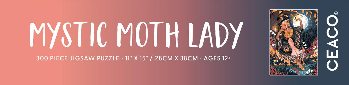 Ceaco – Mystic Moth Lady - 300 Piece Jigsaw Space Saver Puzzle – Puzzles for Smaller Spaces and Surfaces Ceaco