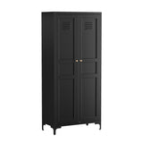 MIIIKO Storage Cabinet with Doors, Metal Pantry Cabinet, Tall Kitchen Storage Cupboard with 4 Shelves, Freestanding Storage Cabinet for Laundry Room, Garage and Bathroom MIIIKO