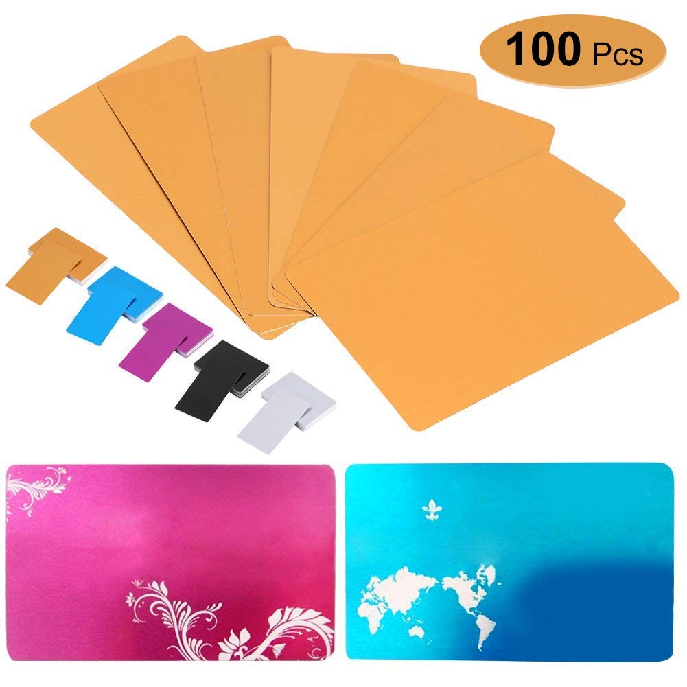 100 pcs Blank sublimation metal name card Thick Laser Metal Name Card printing blank business card use sublimation ink and paper (Silver ) Fdit