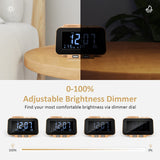 USCCE Digital Alarm Clock Radio - 0-100% Dimmer, Dual Alarm with Weekday/Weekend Mode, 6 Sounds Adjustable Volume, FM Radio w/Sleep Timer, 2 USB Charging Ports, Thermometer, Battery Backup(Wood Grain) uscce