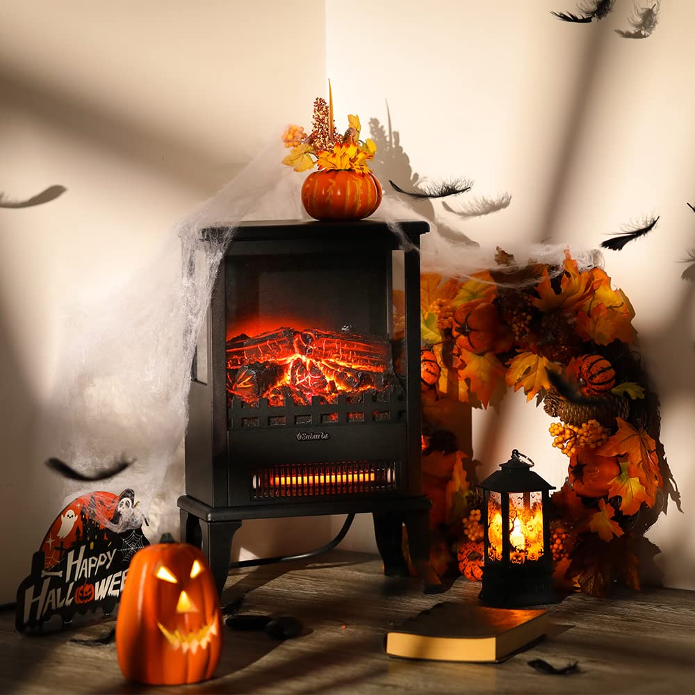 TURBRO Suburbs TS17Q Infrared Electric Fireplace Stove, 19" Freestanding Stove Heater with 3-Sided View, Realistic Flame, Overheating Protection, CSA Certified, for Small Spaces, Bedroom - 1500W TURBRO