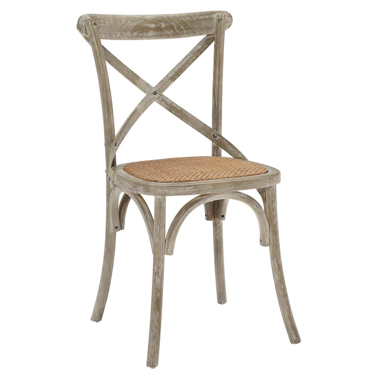 Modway Gear Rustic Modern Farmhouse Elm Wood Rattan Dining Chair in Gray Modway