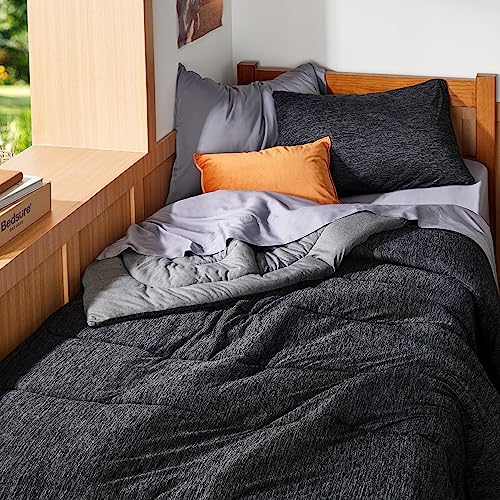 Bedsure Twin/Twin XL Comforter Set - Cooling and Warm Bed Set, Charcoal Black Reversible Bedding for All Season, 2 Pieces, 1 Twin/Twin XL Size Comforter (68"x88") and 1 Pillow Case (20"x26") Bedsure