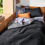 Bedsure Twin/Twin XL Comforter Set - Cooling and Warm Bed Set, Charcoal Black Reversible Bedding for All Season, 2 Pieces, 1 Twin/Twin XL Size Comforter (68"x88") and 1 Pillow Case (20"x26") Bedsure