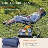 Sweetcrispy Zero Gravity Chairs, Set of 4 Portable Recliner Beach Camping Patio Outdoor Folding Lounge Chair with Cup Holder Trays and Adjustable Pillow for Poolside, Garden, Backyard, Lawn (Blue)