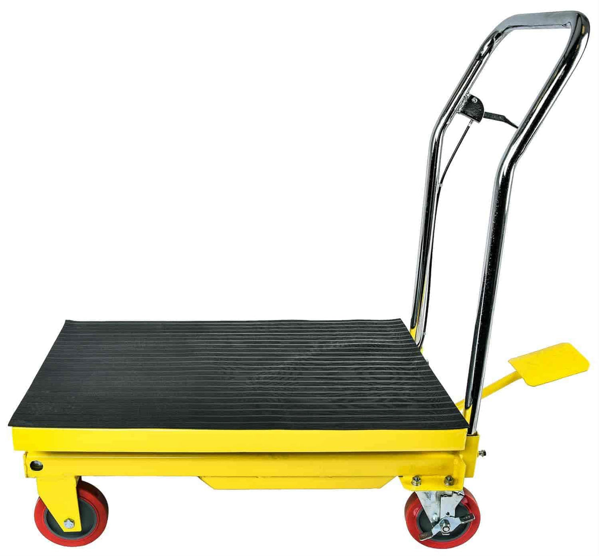 JEGS Hydraulic Lift Cart - 1100 LBS Capacity - Adjustable Scissor Lift Table 10.5' to 31' in Height - Foot-Operated Lift Table with Locking Wheels - Steel Table Cart JEGS