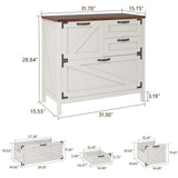 Lateral File Cabinet with 4 Drawers Farmhouse File Cabinet for Letter/Legal/A4 Size Hanging Files, Large Wood File Storage Cabinets Printer Stand for Home Office Cabinet, Rustic White Halitaa