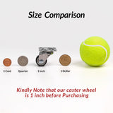 HOLKIE 1 inch Small Caster Wheels for Furniture Low Profile Casters Set of 4 Total Capacity 90 Lbs Perfect Wheels for Small Project、Nightstand、Side Table (No Brake) HOLKIE