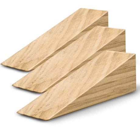 Wooden Door Stoppers - Handmade Acacia Wood Door Wedge - Home Security Door Jammer for Bottom of Door - Suitable for All Floor Types - 3 Pack Silginnes