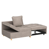 SEJOV Sofa Bed Chair 4-in-1 Convertible Chair Bed, 3-Seat Linen Fabric loveseat Sofa with 2 Throw Pillow, Single Recliner for Small Space with 5 Adjustable Backrest, Brown Grey SEJOV