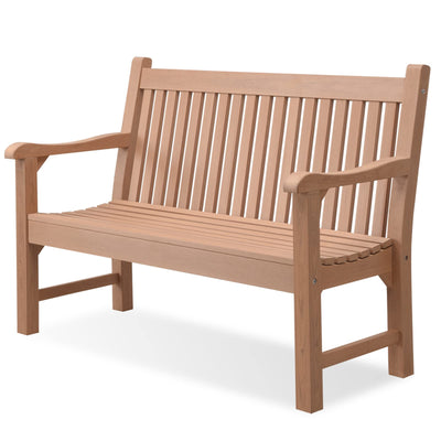 Psilvam Teak-Coloured 2-Person All-Weather Garden Bench