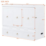 Harper & Bright Designs Full Size Murphy Bed with USB Charging Station/Large Drawer, Wood Full Size Bed Wall Bed with Storage, Cube Cabinet Bed for Home Office Guest Room Bedroom,White Harper & Bright Designs