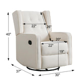 CANMOV Swivel Rocker Recliner Chair, Rocking Chair Nursery Glider Recliner, Manual Glider Chair for Nursery, White CANMOV