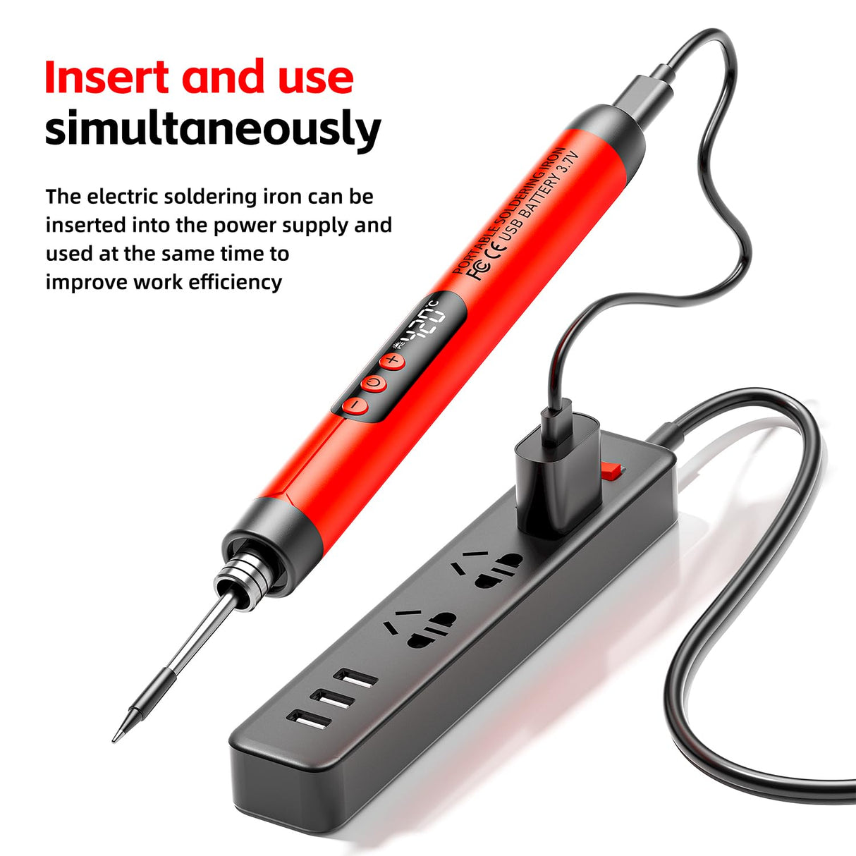 Cordless USB Rechargeable Portable Soldering Iron, Digital adjustable display screen, Heating Core, Soldering Iron Cord, Rosin, Soldering Iron Stand, Storage Case MEAKEST