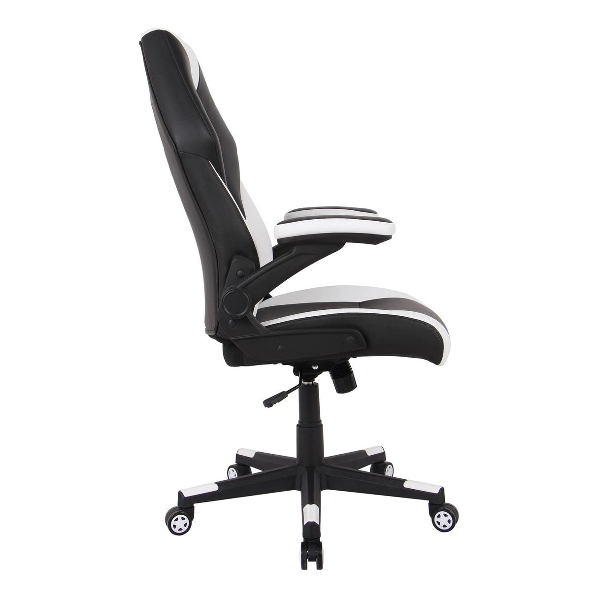 RS Gaming™ RGX Faux Leather High-Back Gaming Office Chair, Black/White, BIFMA Compliant Realspace