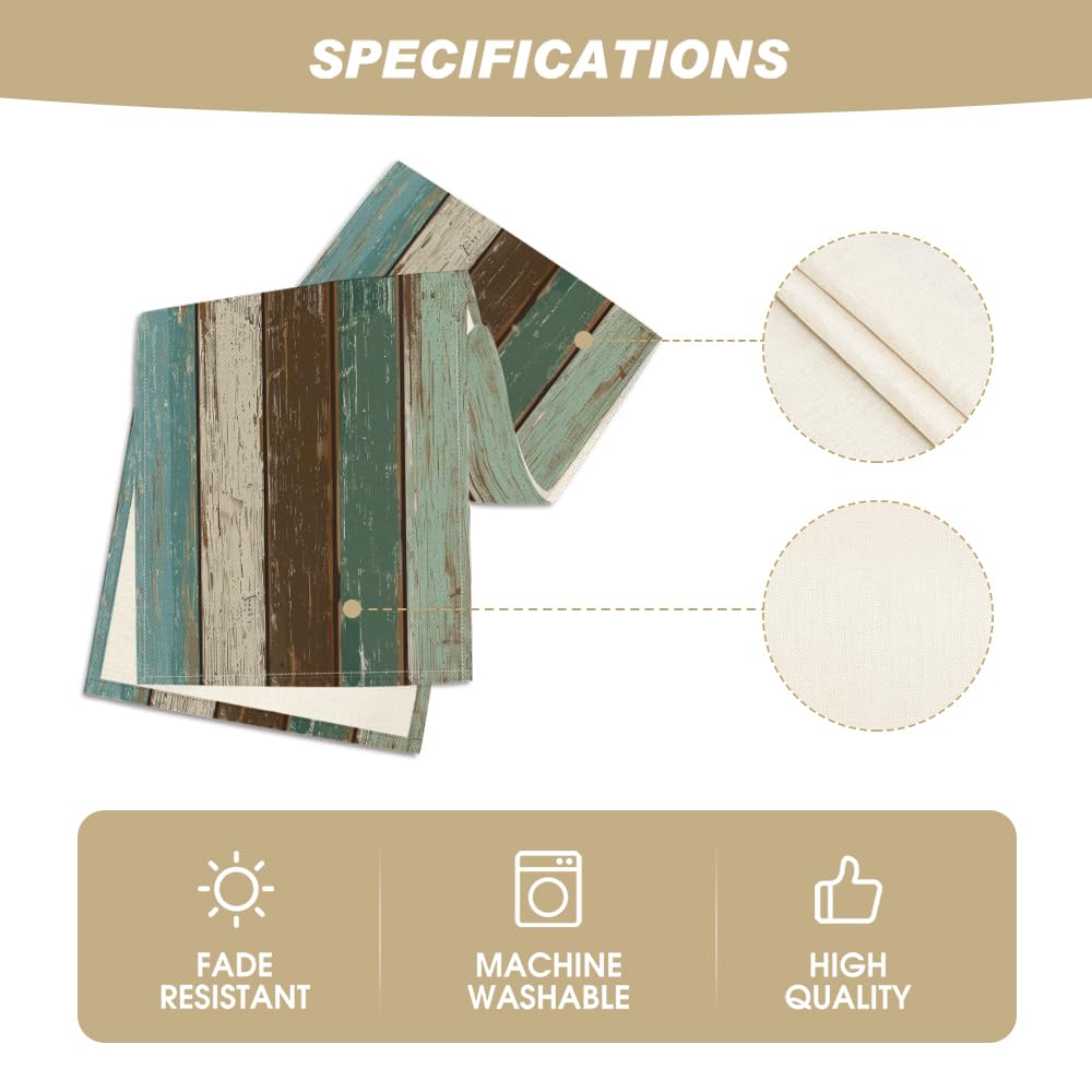 Artoid Mode Green Retro Rustic Wood Texture Table Runner, Seasonal Spring Kitchen Dining Table Decoration for Home Party Decor 13x72 Inch Artoid Mode