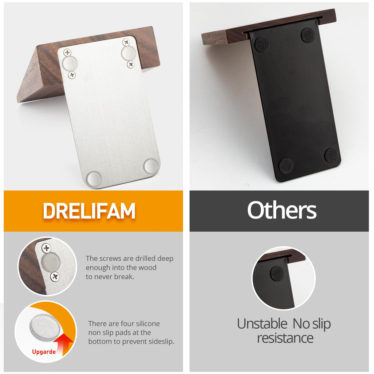 DRELIFAM Walnut Book Ends Heavy Duty Handmade Bookends for Shelves Book Ends Decorative to Hold Heavy Books (Walnut Wood Large) DRELIFAM